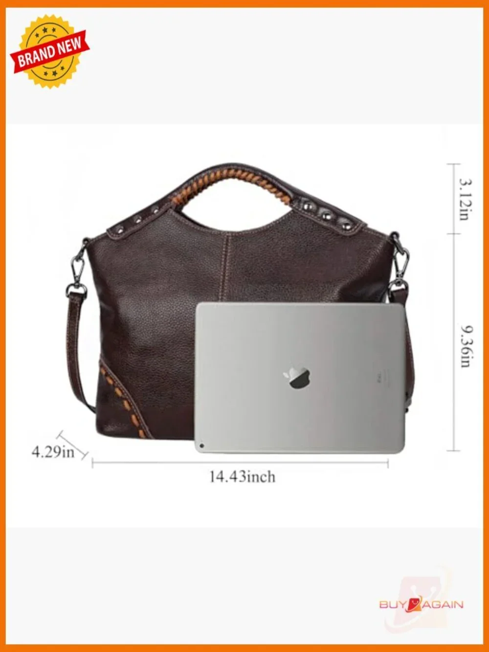 Leather Satchel Handbag Crossbody Tote with Compartments
